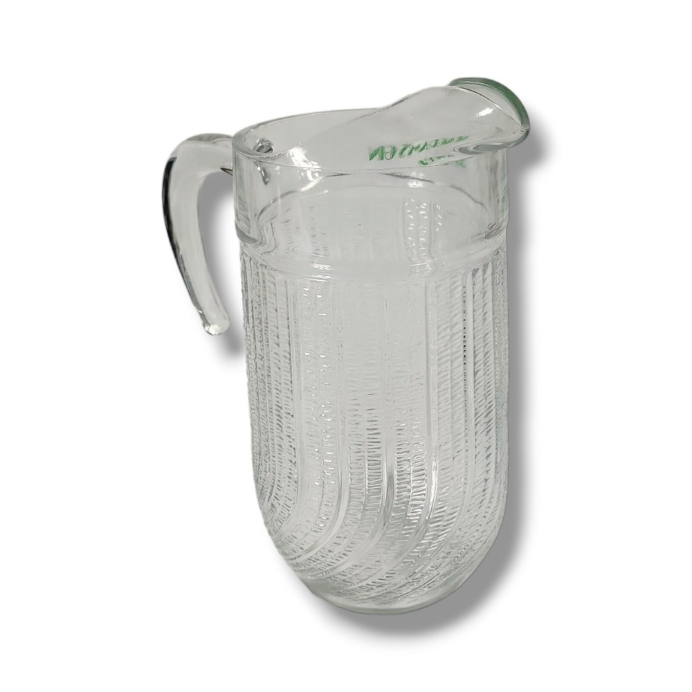 Seagram's Gin Clear Glass Large 10" Beverage Pitcher‎ Ribbed Swirl - Picture 4 of 11
